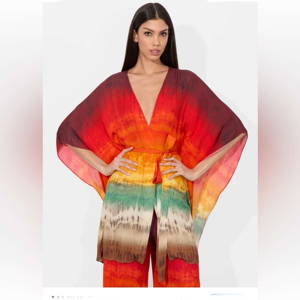 Alice + Olivia Marva Mini Kimono Kaftan Robe Dress size small - Picture 2 of 8